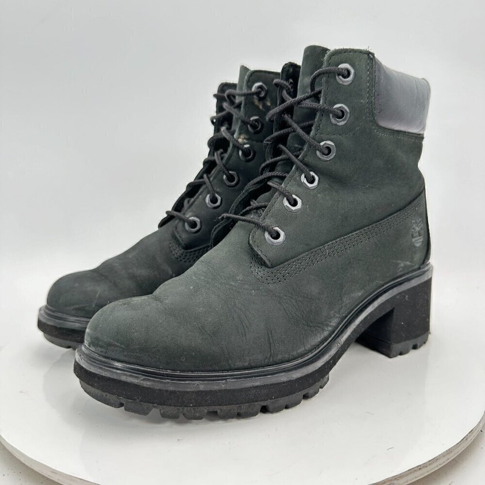 Timberland Kinsley Women Size 7.5 A25C4 Black Suede Lug Sole Block Heel boot